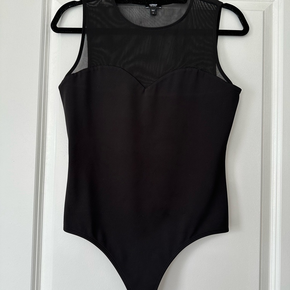Express Black Sleeveless Bodysuit, Sweetheart Neckline